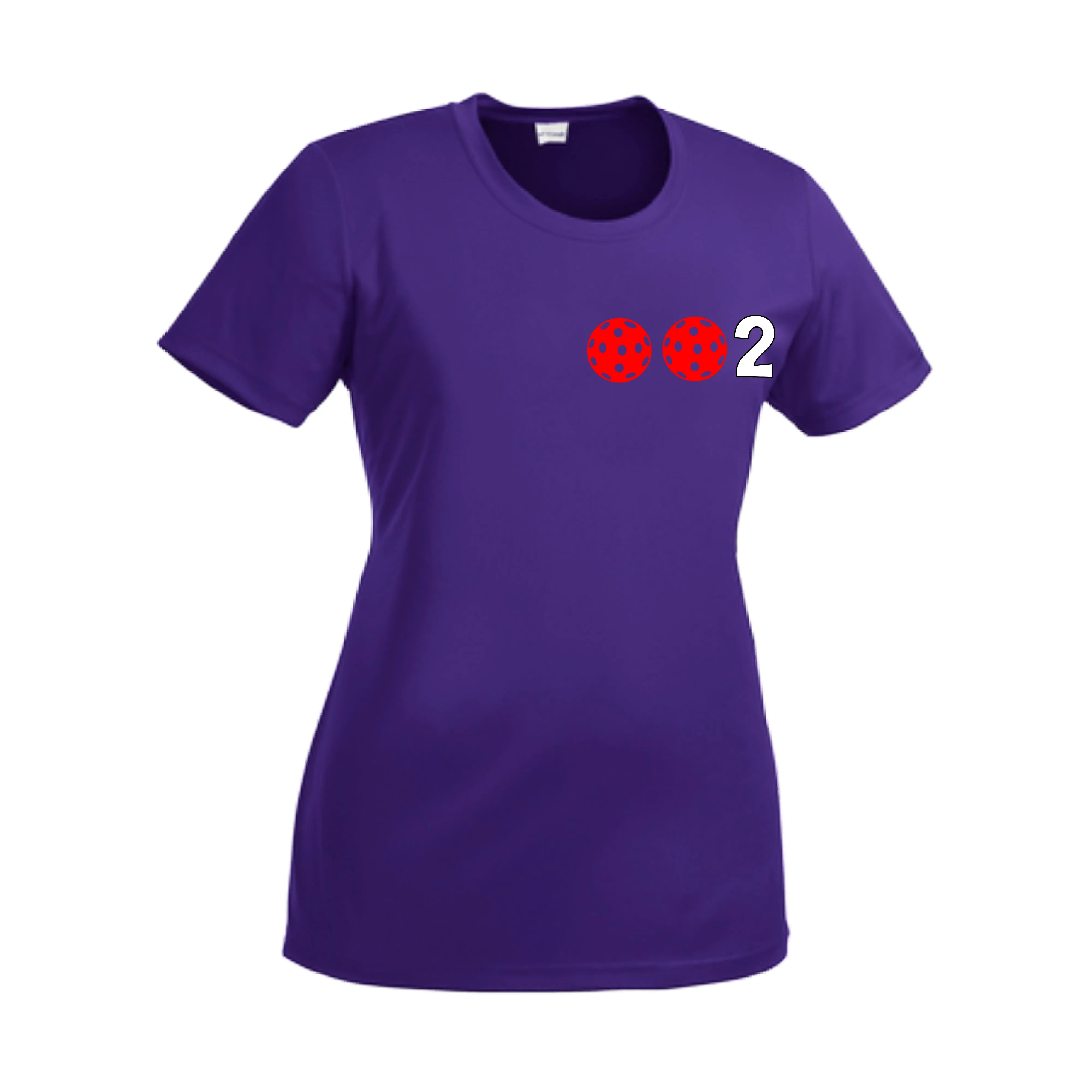 002 With Pickleballs (Green Orange Red) Customizable | Women’s Short Sleeve Crewneck Pickleball Shirts | 100% Polyester