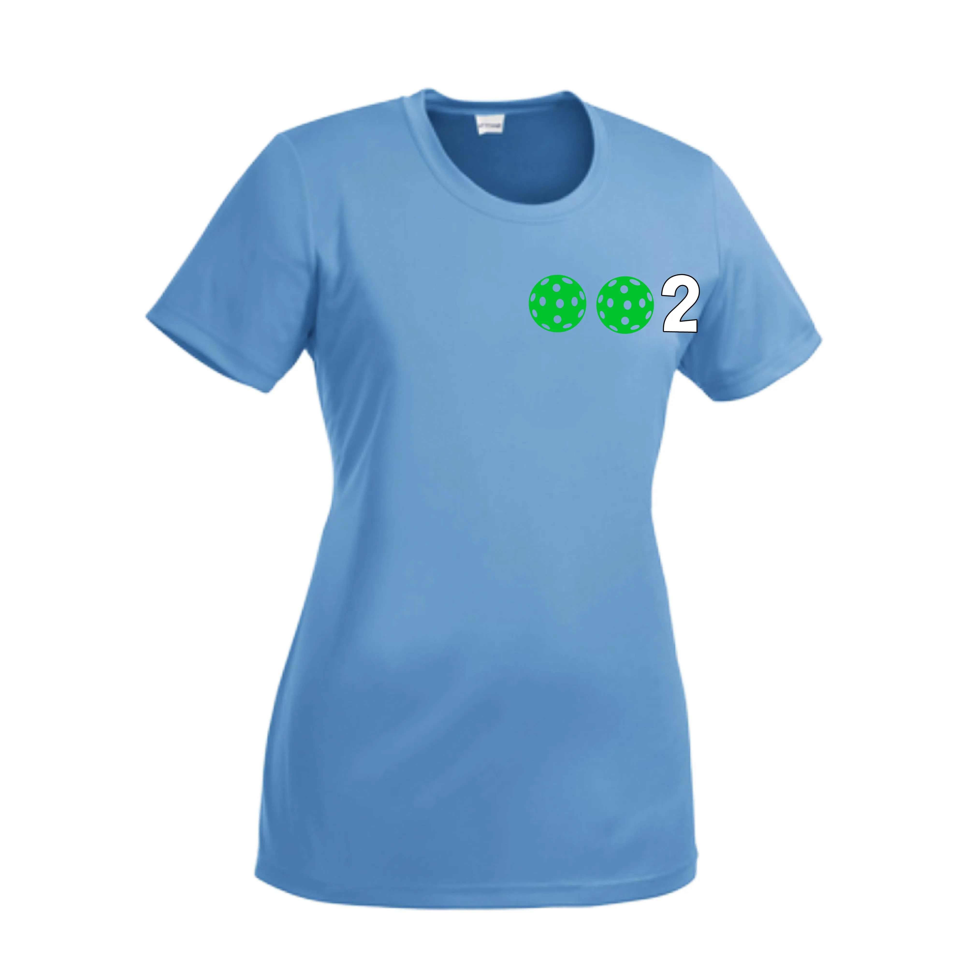 002 With Pickleballs (Green Orange Red) Customizable | Women’s Short Sleeve Crewneck Pickleball Shirts | 100% Polyester