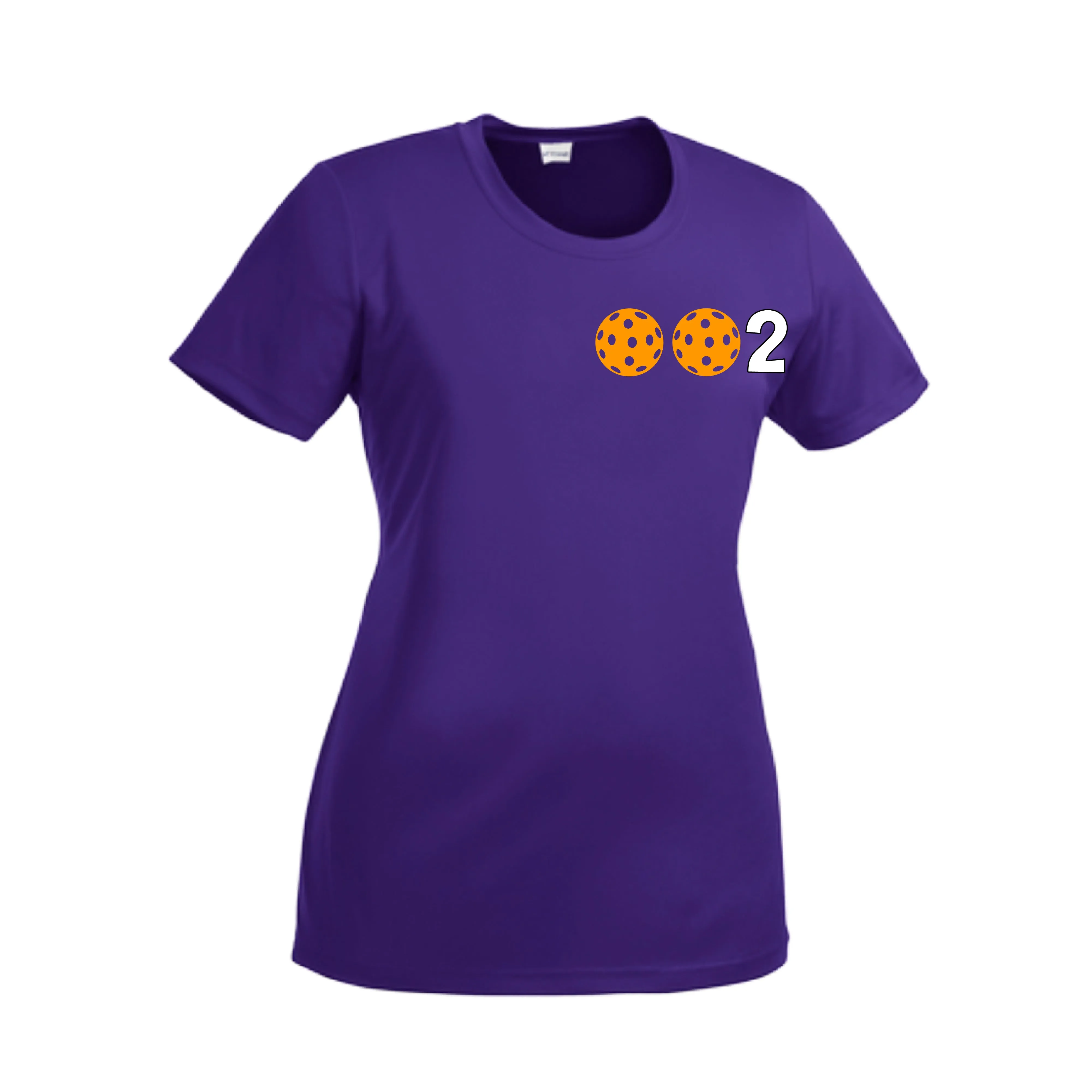 002 With Pickleballs (Green Orange Red) Customizable | Women’s Short Sleeve Crewneck Pickleball Shirts | 100% Polyester