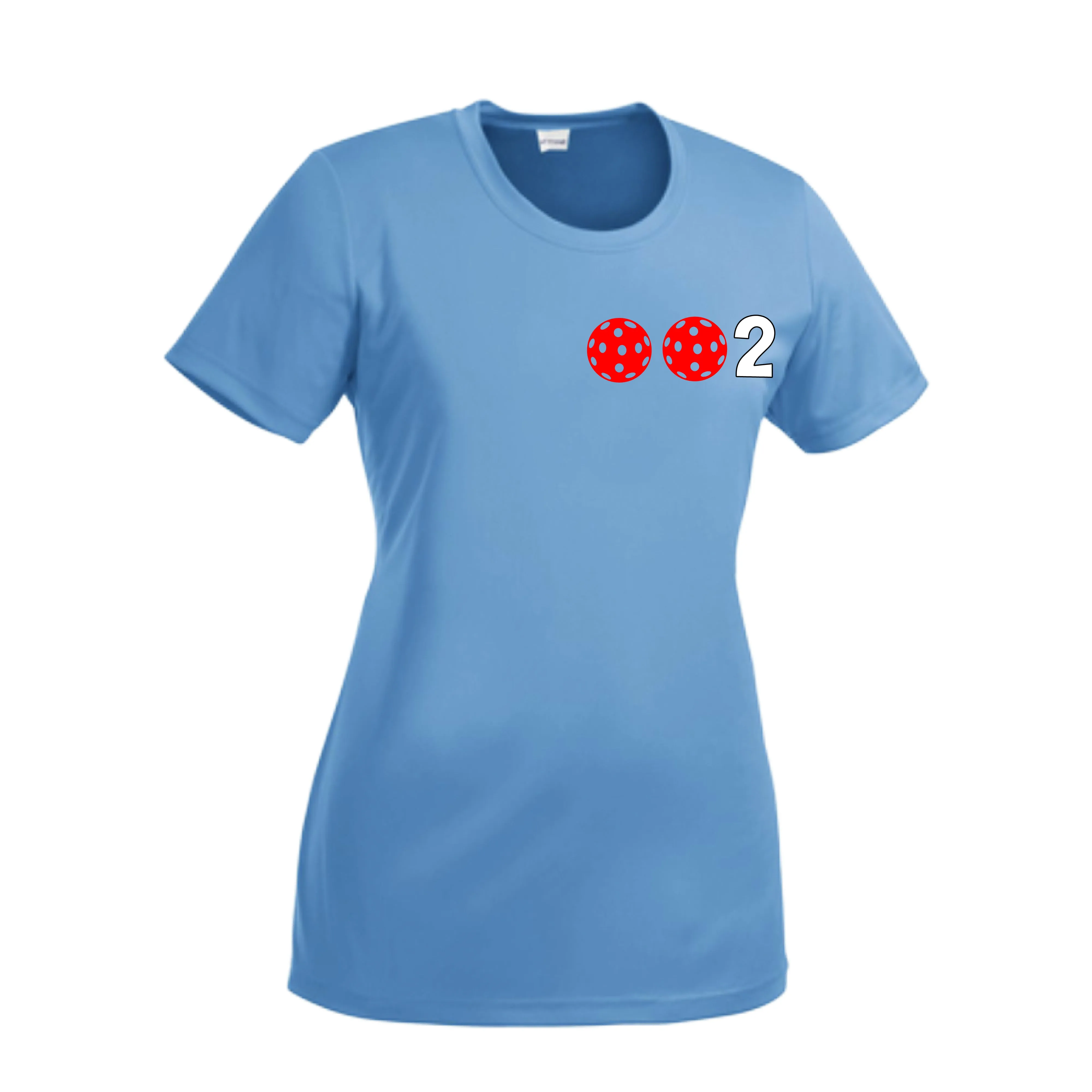 002 With Pickleballs (Green Orange Red) Customizable | Women’s Short Sleeve Crewneck Pickleball Shirts | 100% Polyester