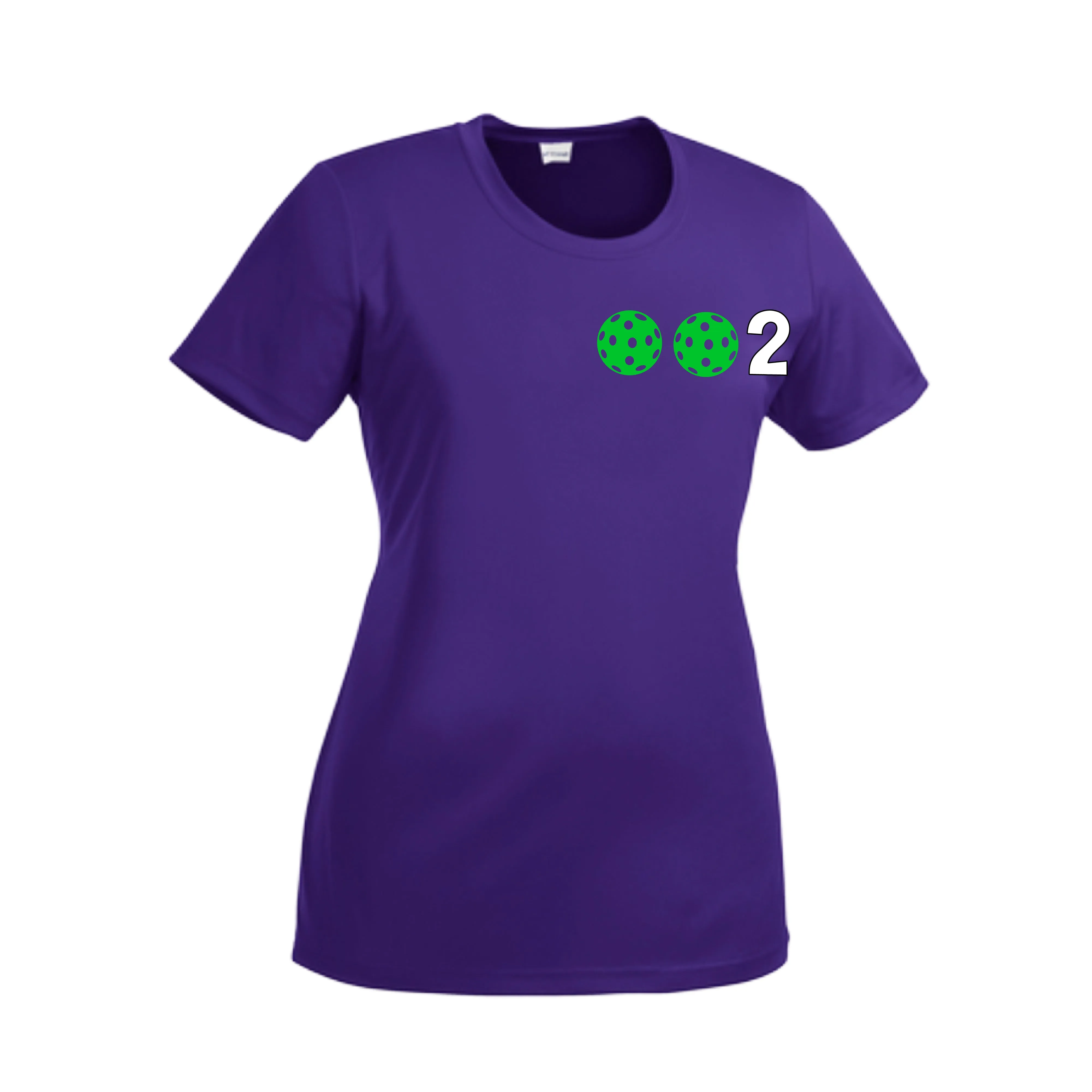002 With Pickleballs (Green Orange Red) Customizable | Women’s Short Sleeve Crewneck Pickleball Shirts | 100% Polyester