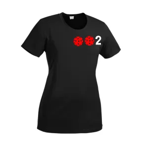 002 With Pickleballs (Green Orange Red) Customizable | Women’s Short Sleeve Crewneck Pickleball Shirts | 100% Polyester