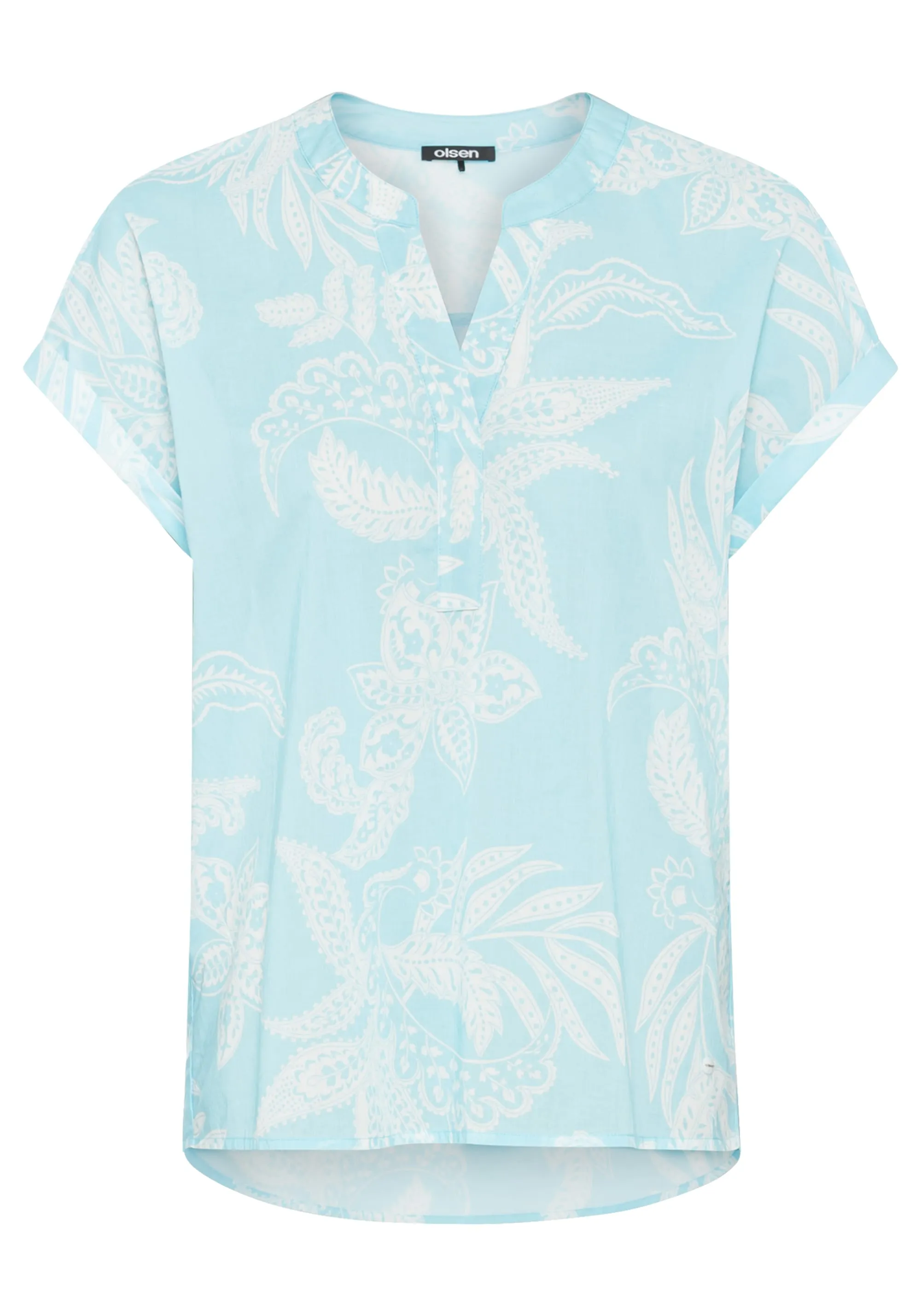 100% Cotton Short Sleeve Paisley Tunic Blouse