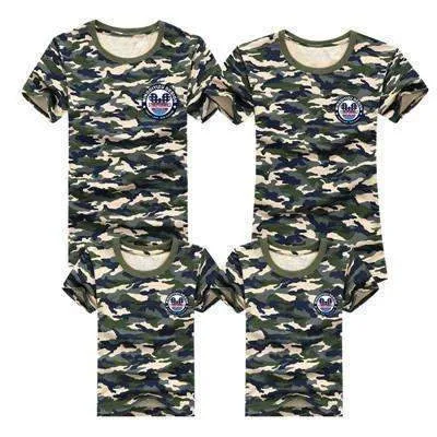 1pcs Family T Shirts 2016 Summer Family Matching Clothes Army Color Family Look T-shirt Tees For Mother Daughter Father Son Kids