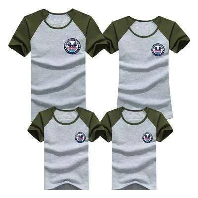1pcs Family T Shirts 2016 Summer Family Matching Clothes Army Color Family Look T-shirt Tees For Mother Daughter Father Son Kids