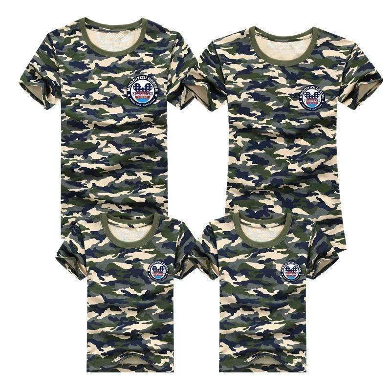 1pcs Family T Shirts 2016 Summer Family Matching Clothes Army Color Family Look T-shirt Tees For Mother Daughter Father Son Kids