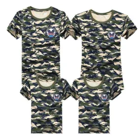 1pcs Family T Shirts 2016 Summer Family Matching Clothes Army Color Family Look T-shirt Tees For Mother Daughter Father Son Kids