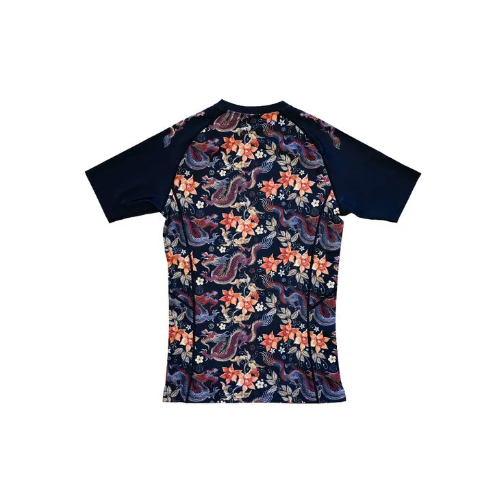 Aesthetic "Floral Dragon" Short Sleeve Rash Guard