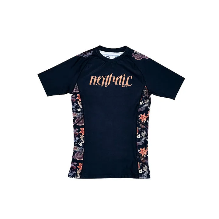 Aesthetic "Floral Dragon" Short Sleeve Rash Guard
