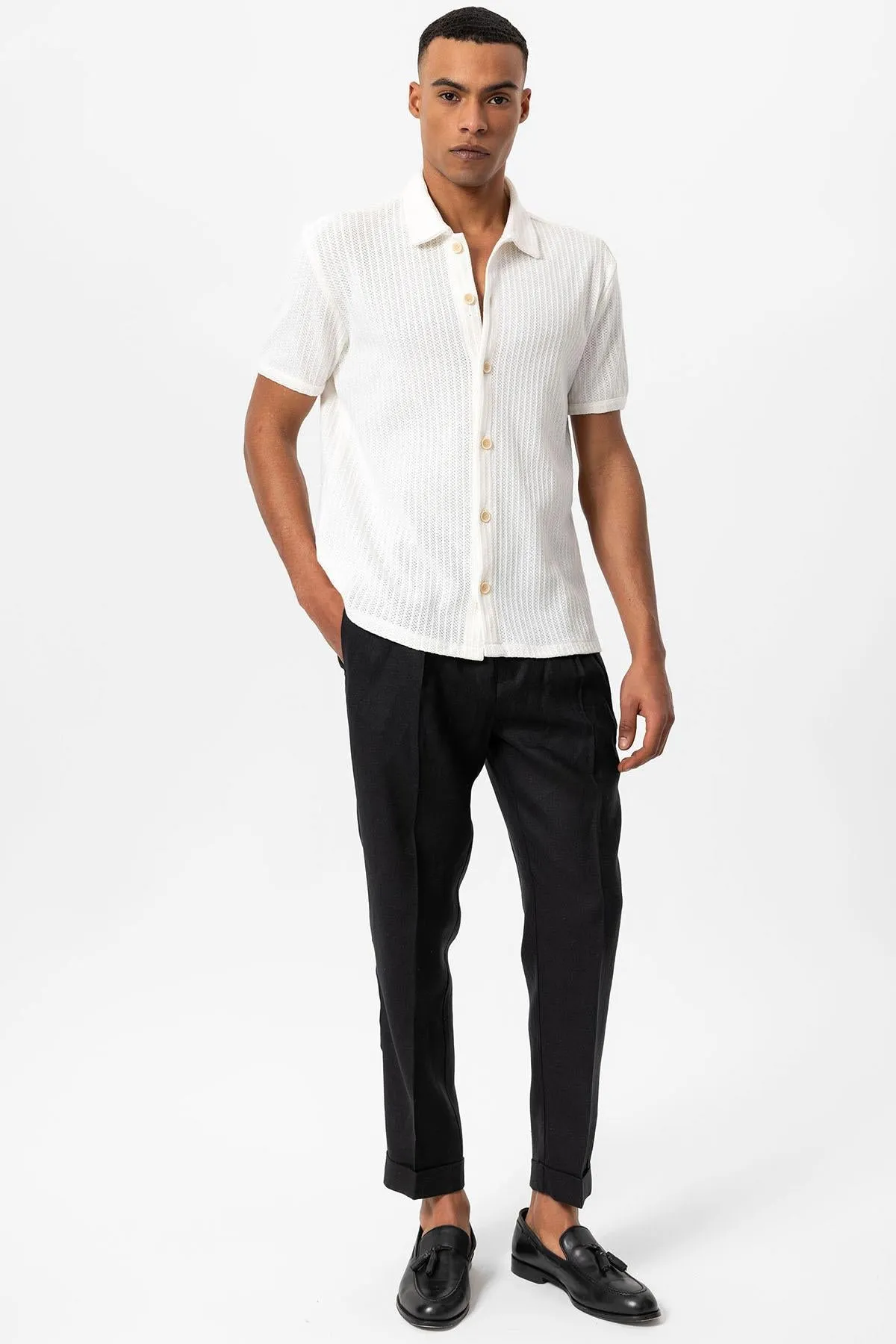 ANT Polo Neck Knitted Short Sleeve Men's Shirt - Ocoee