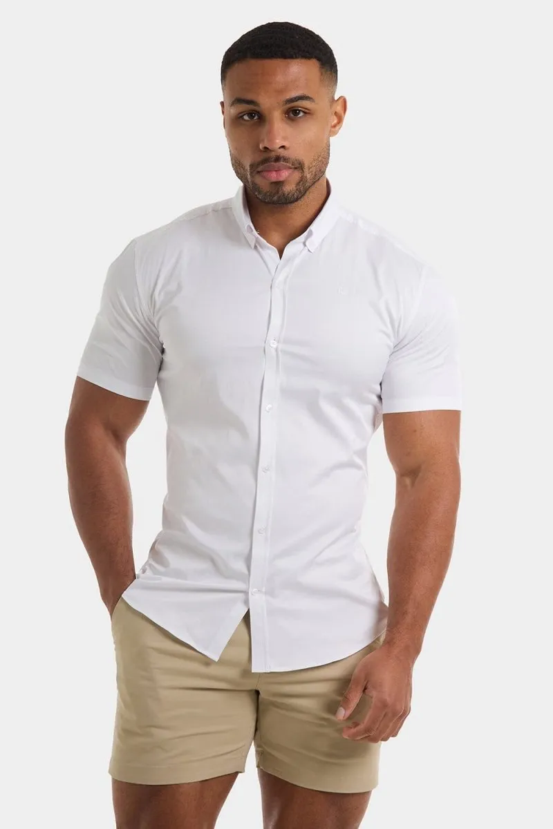 Athletic Fit Short Sleeve Signature Shirt in White