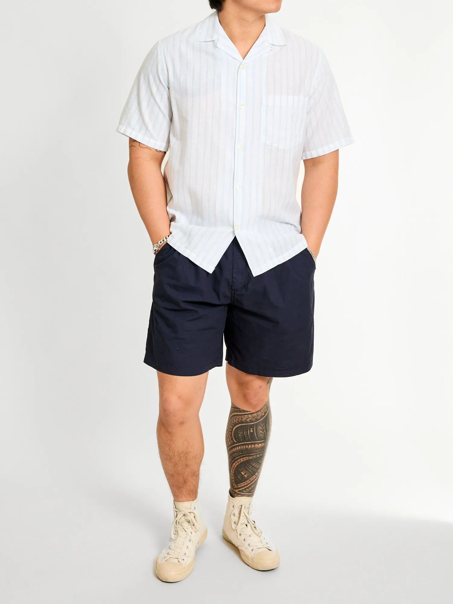 Beach Cabin Button-Up Shirt in Sky