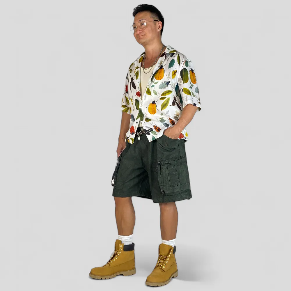 Beetle print boxy camp shirt