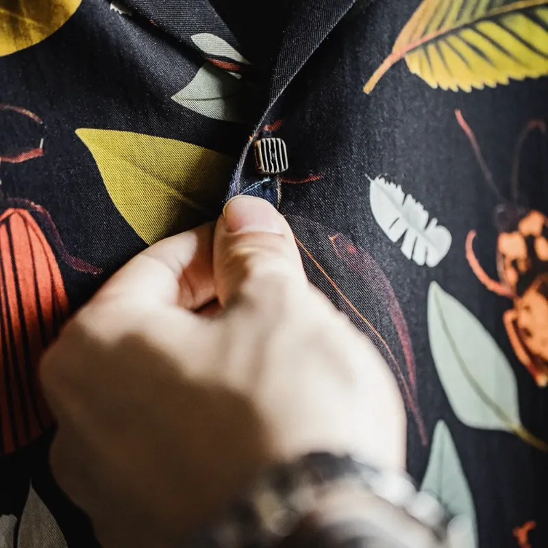 Beetle print boxy camp shirt
