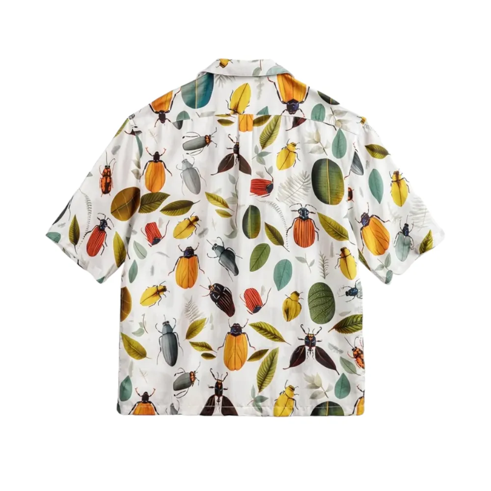 Beetle print boxy camp shirt