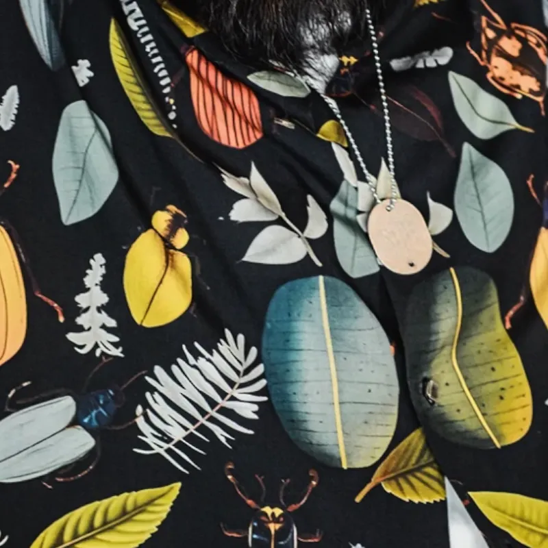Beetle print boxy camp shirt
