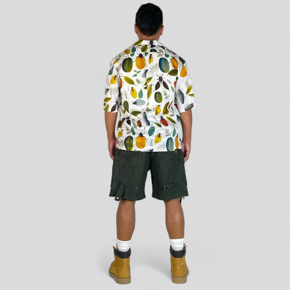 Beetle print boxy camp shirt