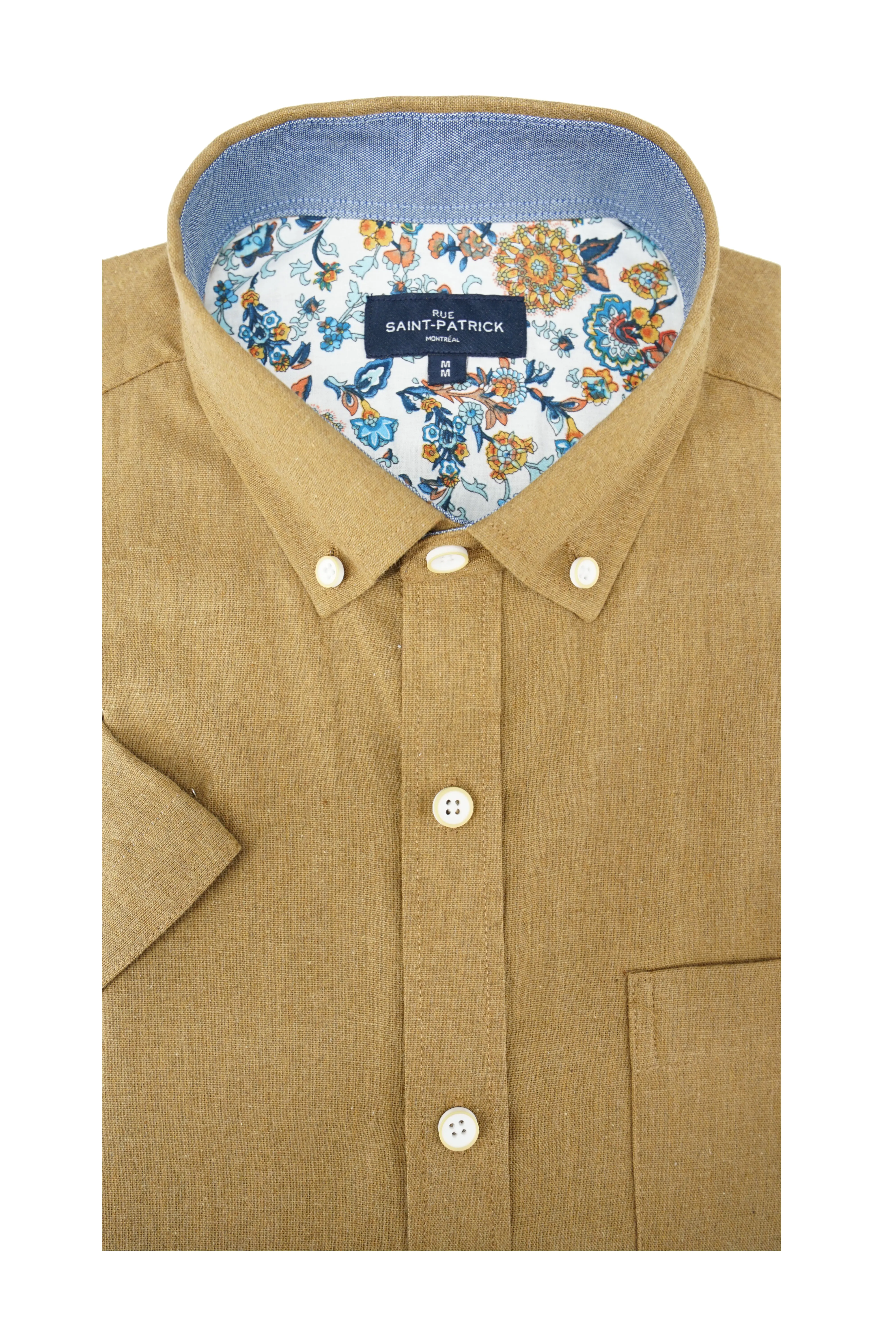 Belvoir Linen Blend Short Sleeve Shirt in Chamoisee