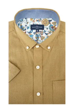 Belvoir Linen Blend Short Sleeve Shirt in Chamoisee