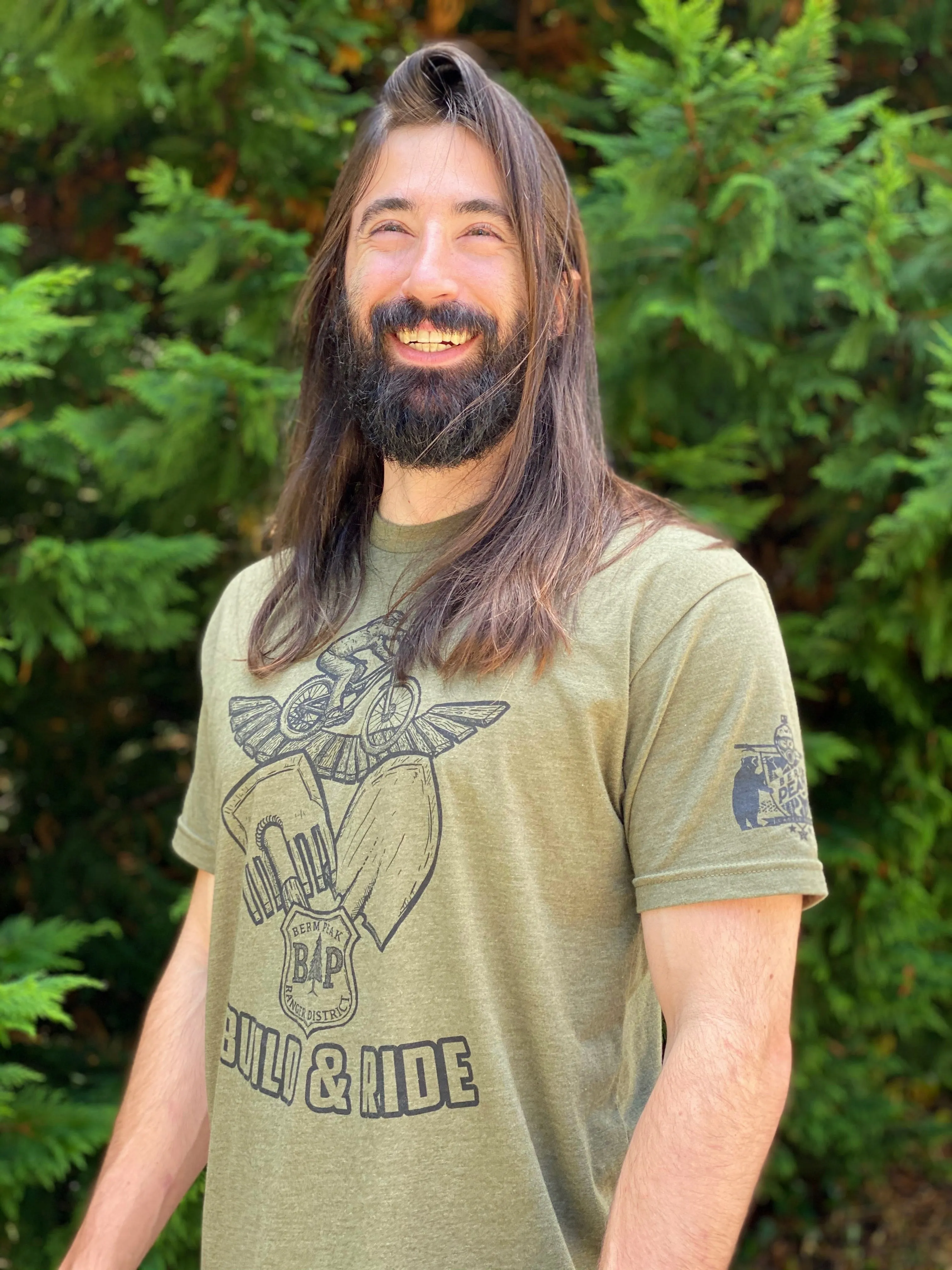 BERM PEAK BUILD AND RIDE SHIRT - MILITARY GREEN (2 SLEEVE LENGTH OPTIONS)