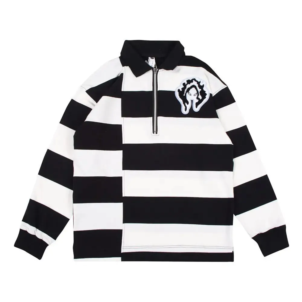 Black & White Striped Polo Shirt