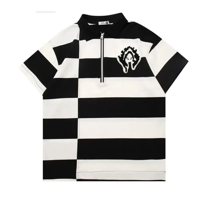 Black & White Striped Polo Shirt