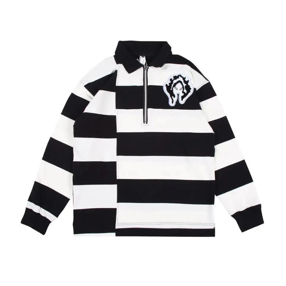 Black & White Striped Polo Shirt