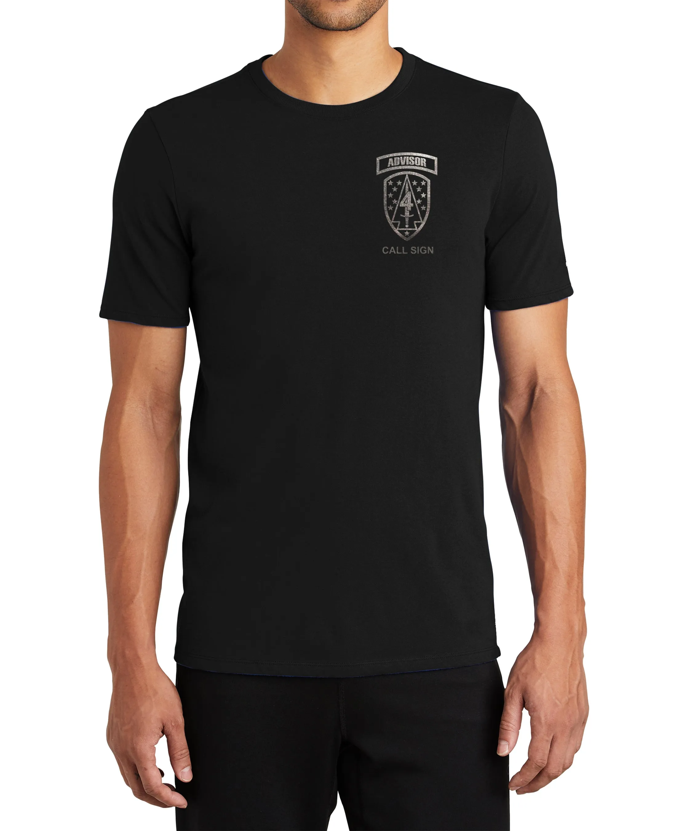 Black on Black Unisex Performance Short Sleeve PT Shirt (Feels like Cotton). This shirt IS approved for PT.