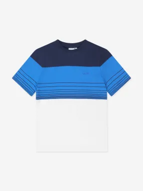 BOSS Boys Striped T-Shirt in Blue