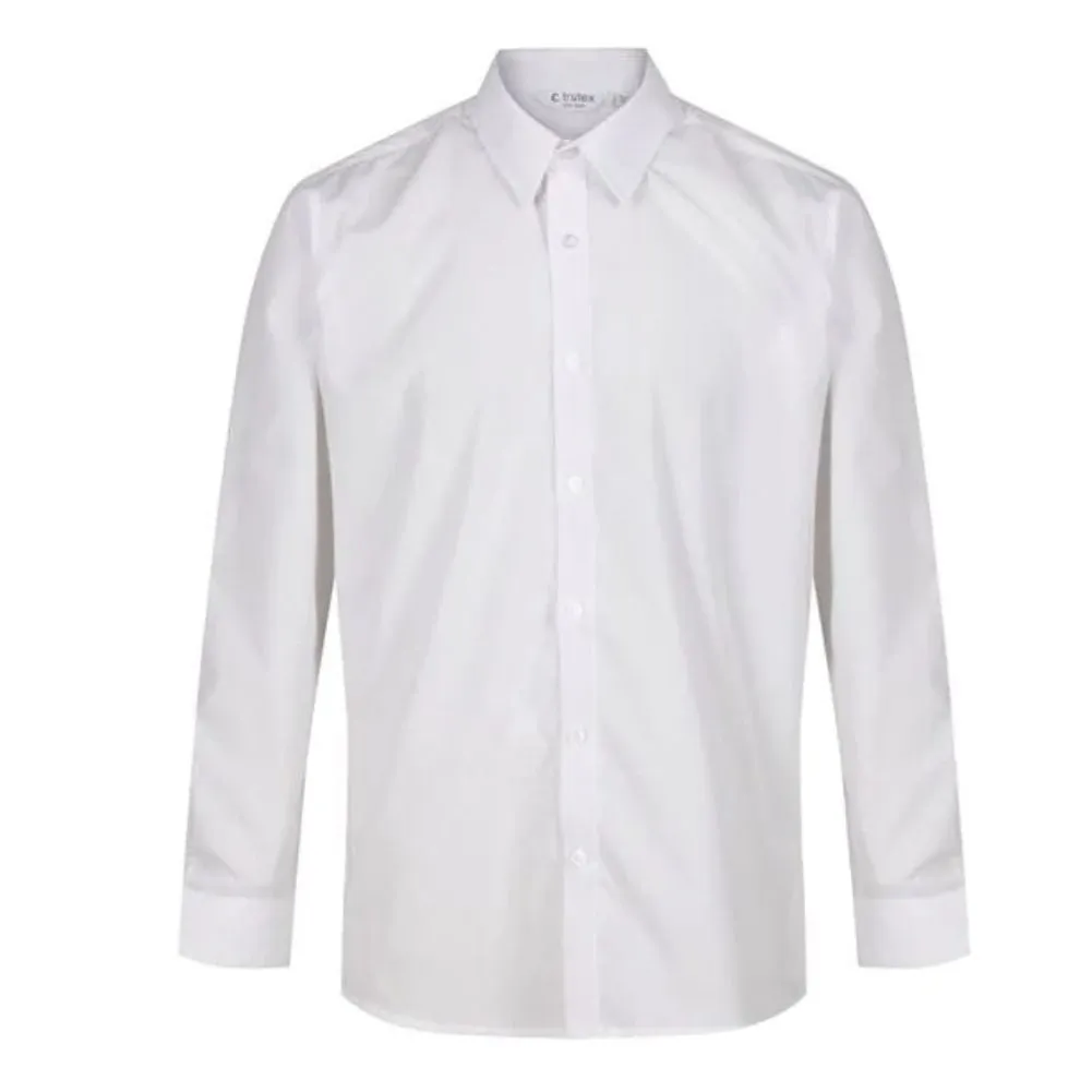 Boys Long Sleeve Shirt, Regular Fit, White, 2 Pack