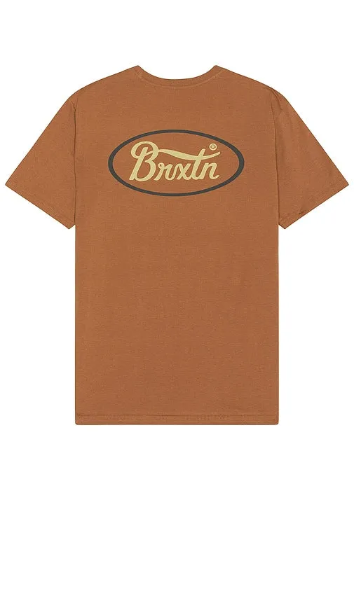 Brixton Parsons Short Sleeve Tailored Tee in Cognac