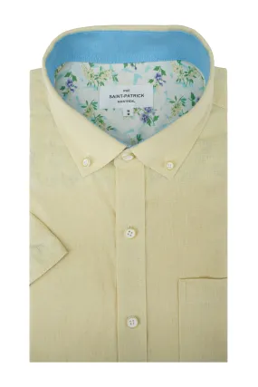 Butterwick Linen Blend Short Sleeve Shirt in Pale Gold