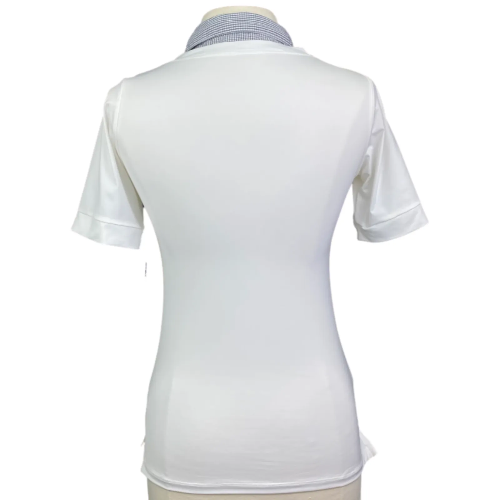 Callidae Short Sleeve Practice Shirt in White/Grey Gingham - Women's Small