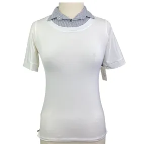 Callidae Short Sleeve Practice Shirt in White/Grey Gingham - Women's Small