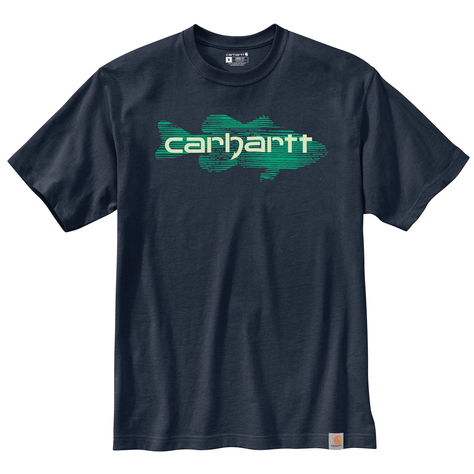 CARHARTT LOOSE FIT HEAVYWEIGHT SHORT SLEEVE FISH GRAPHIC T-SHIRT NAVY 105717