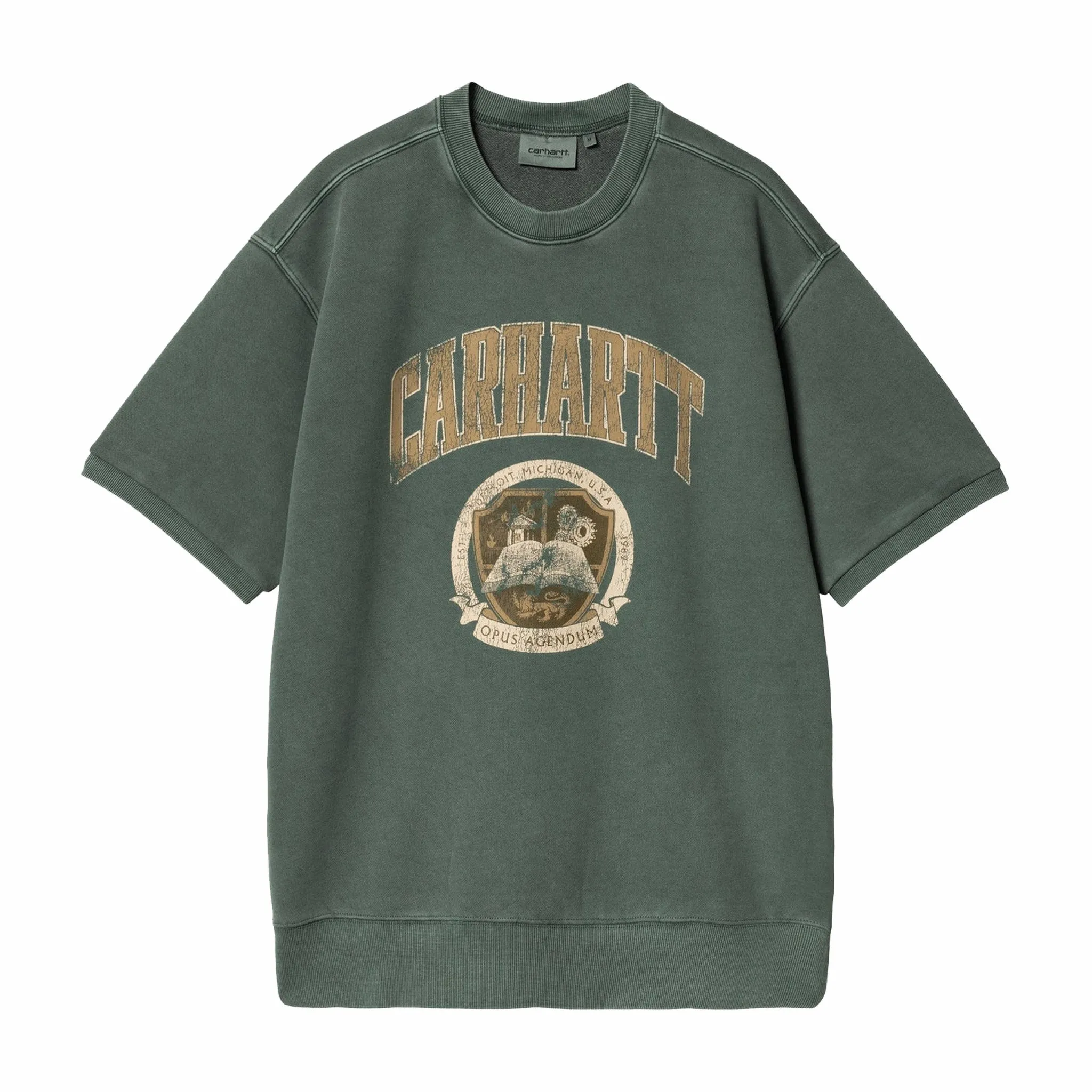 Carhartt WIP Library Short Sleeve Sweatshirt - Garment Dyed (Conifer)