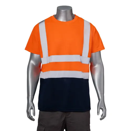 Class 2 3.8 Oz. Polyester Color Block Reflective Tape Safety T-Shirt