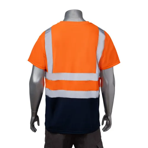 Class 2 3.8 Oz. Polyester Color Block Reflective Tape Safety T-Shirt