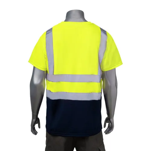 Class 2 3.8 Oz. Polyester Color Block Reflective Tape Safety T-Shirt