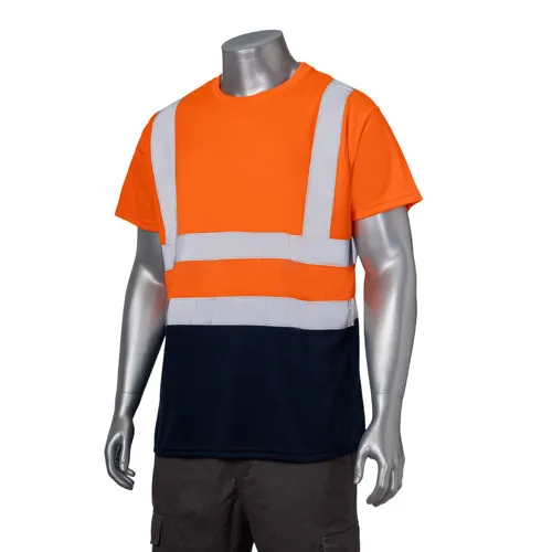 Class 2 3.8 Oz. Polyester Color Block Reflective Tape Safety T-Shirt
