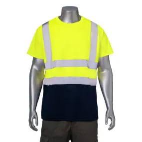 Class 2 3.8 Oz. Polyester Color Block Reflective Tape Safety T-Shirt