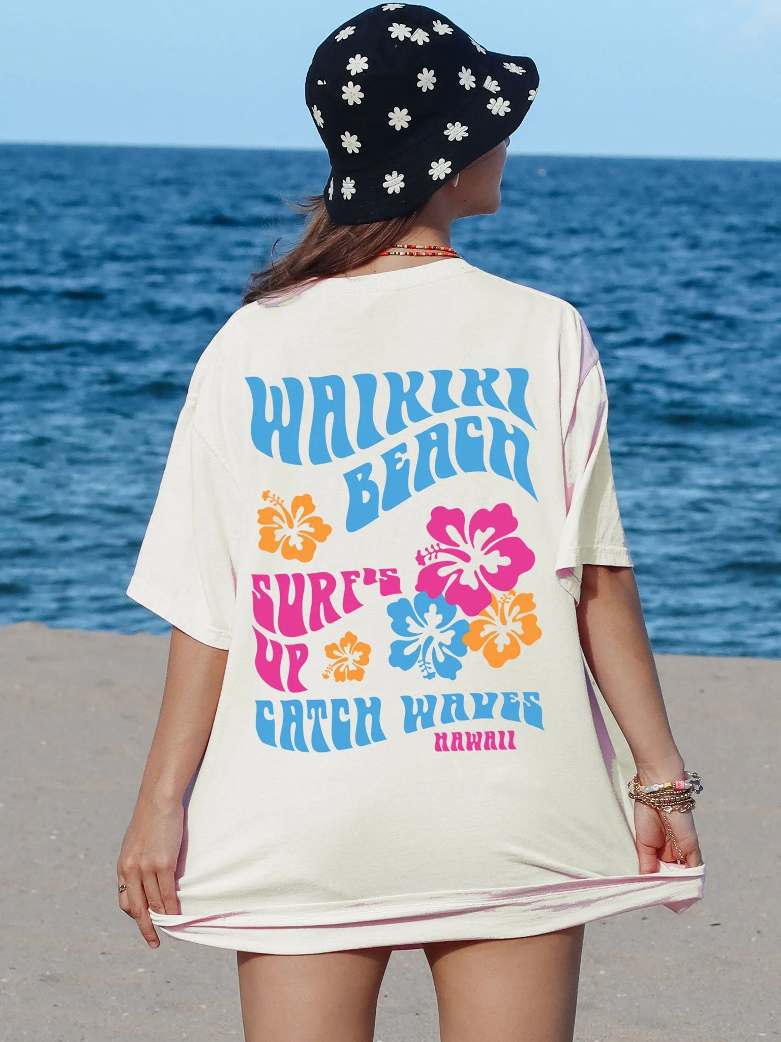 Coconut Girl Hibiscus Comfort Colors® Tshirt - Waikiki Beach Hawaii