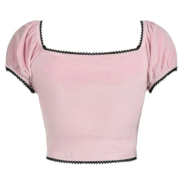 Coquette Bow Velvet Crop Top