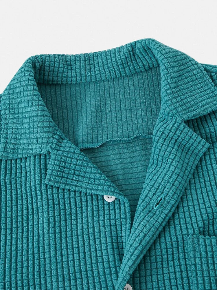 Corduroy Plaid Short Sleeve Shirt