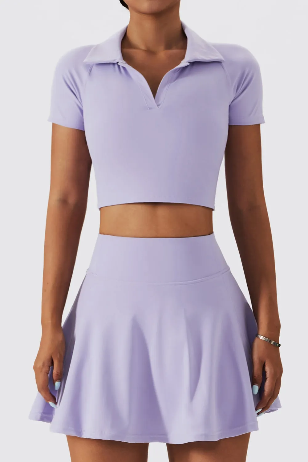 Cropped Short Sleeve Polo Shirt