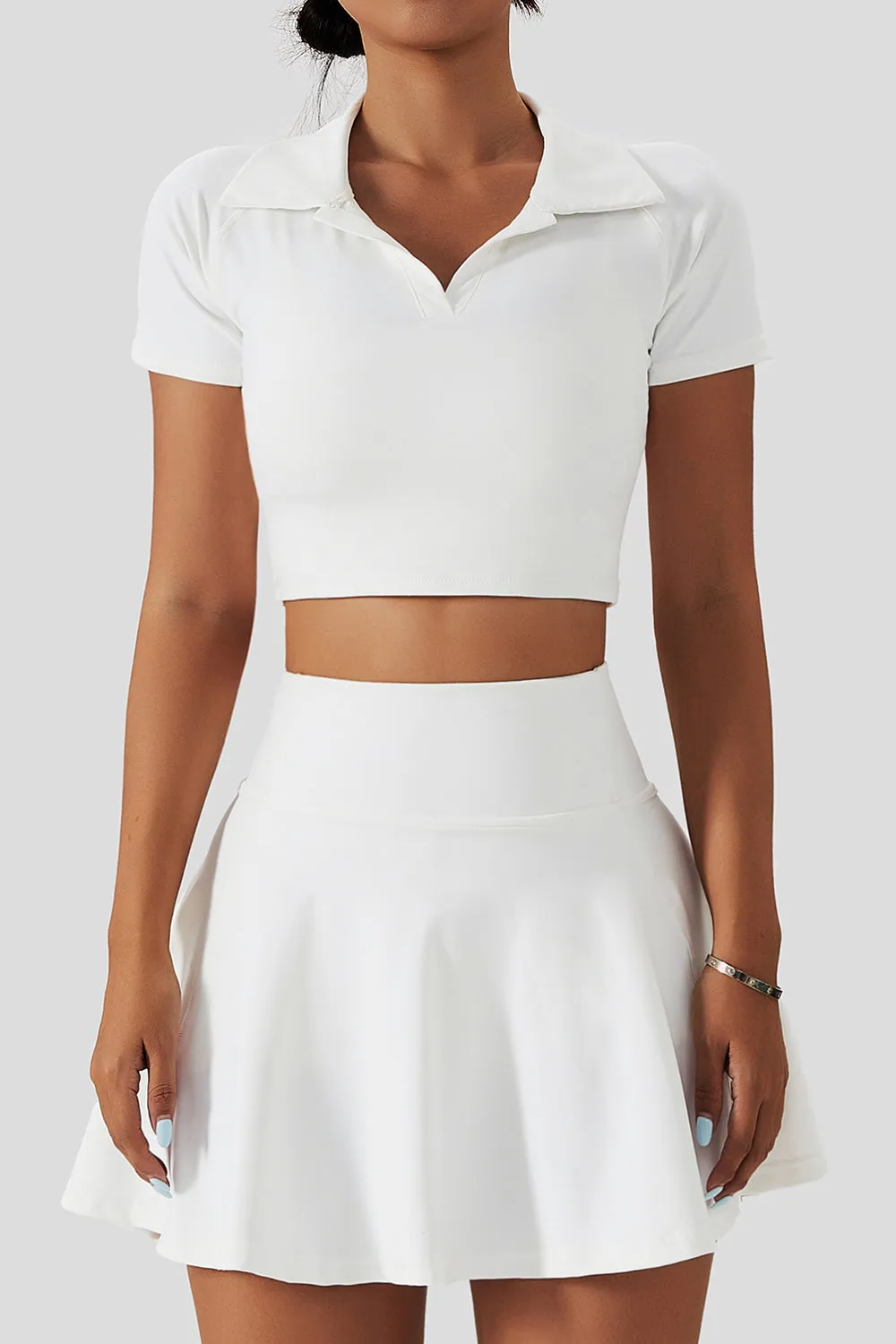Cropped Short Sleeve Polo Shirt