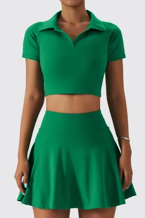 Cropped Short Sleeve Polo Shirt