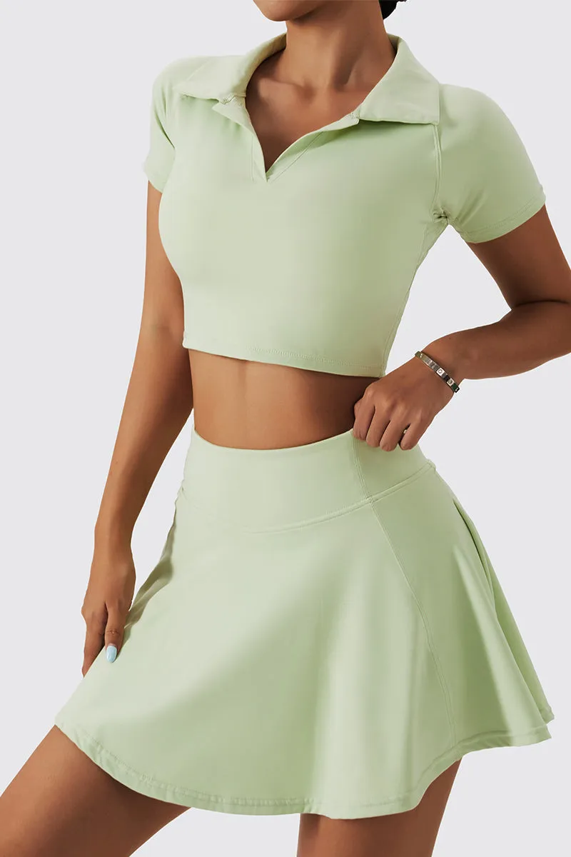 Cropped Short Sleeve Polo Shirt