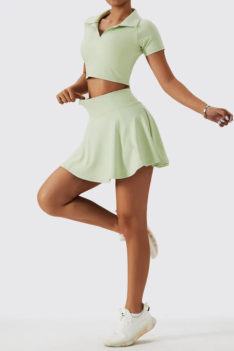 Cropped Short Sleeve Polo Shirt