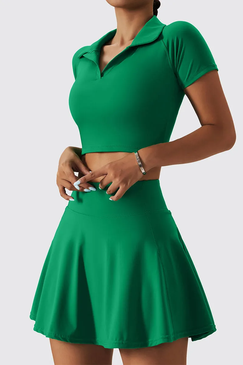 Cropped Short Sleeve Polo Shirt